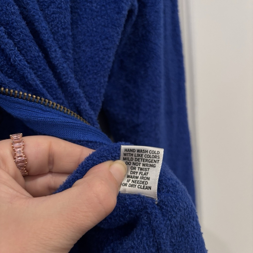 Cache Blue Terry Zip Up Hoodie Jacket Soft Cozy Y2K Retro Size S - Picture 7 of 11
